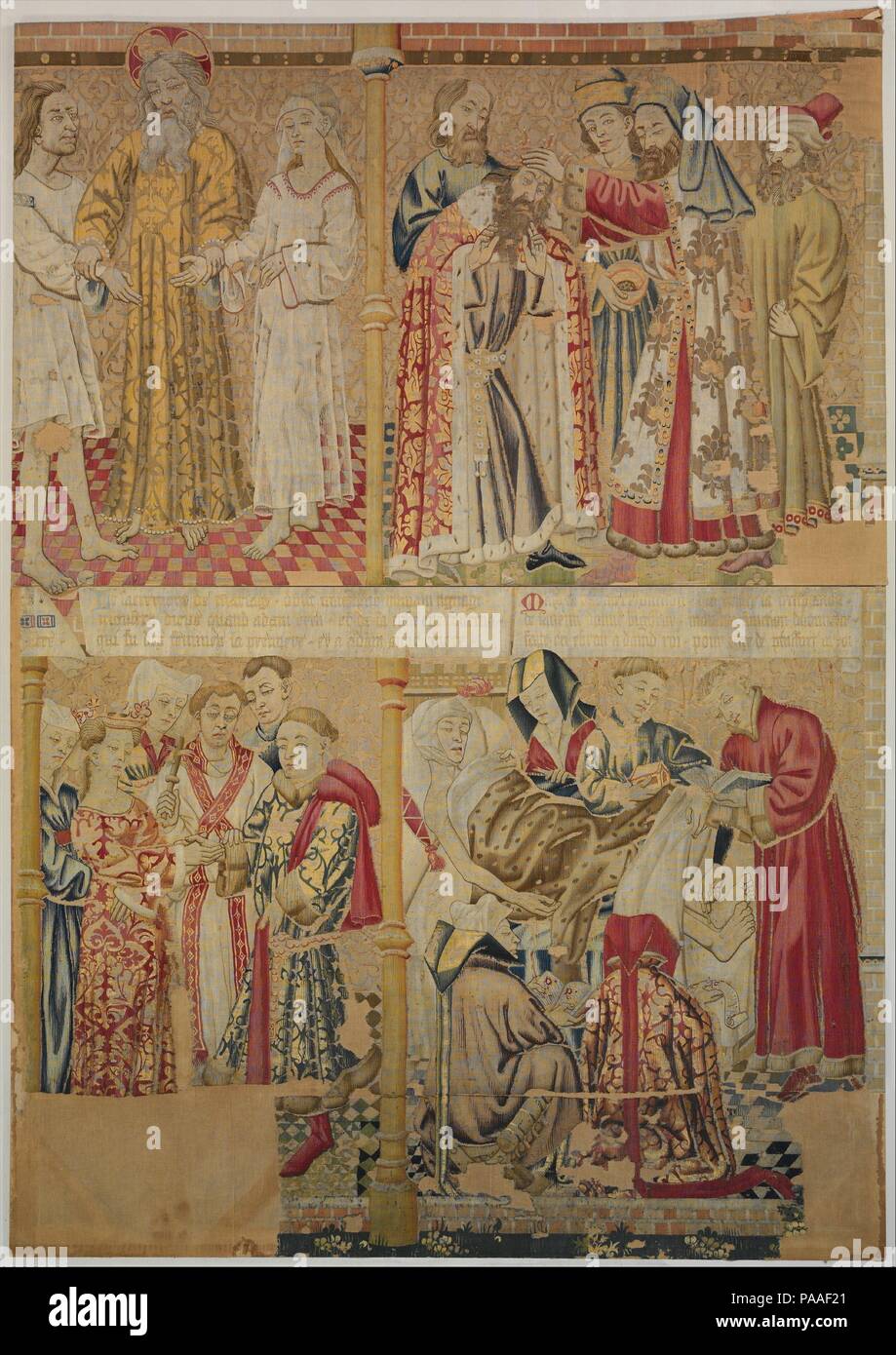 Szenen aus der Geschichte von den sieben Sakramenten ist die Ehe und die letzte Ölung. Kultur: Süden Niederländischen. Abmessungen: Insgesamt: 93 1/2 x 121 in. (237,5 x 307,3 cm). Datum: Ca. 1435-50. Museum: Metropolitan Museum of Art, New York, USA. Stockfoto
