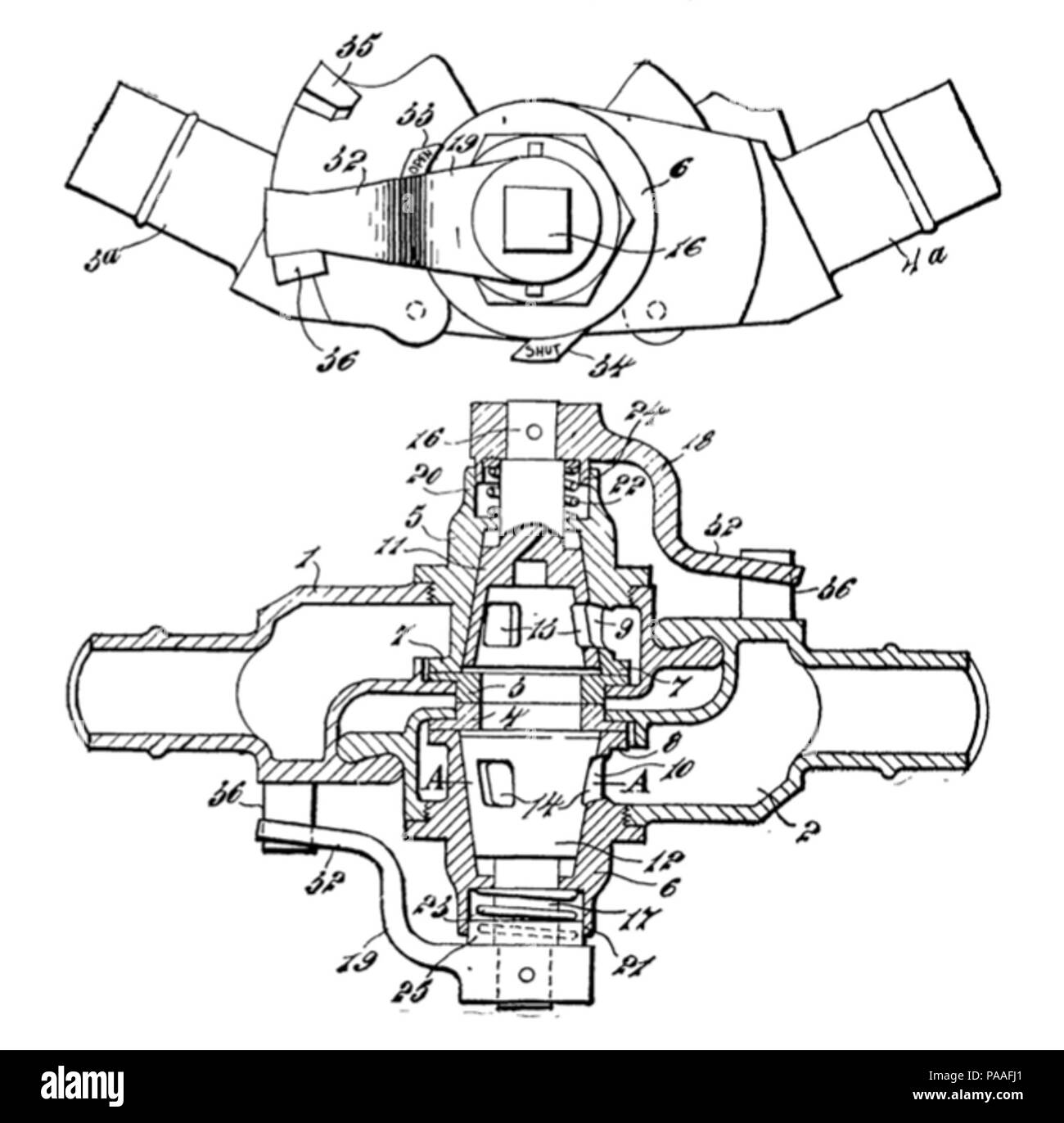 196 Pearson's Kopplung - Seitenansicht und Schnitt Plan Stockfoto