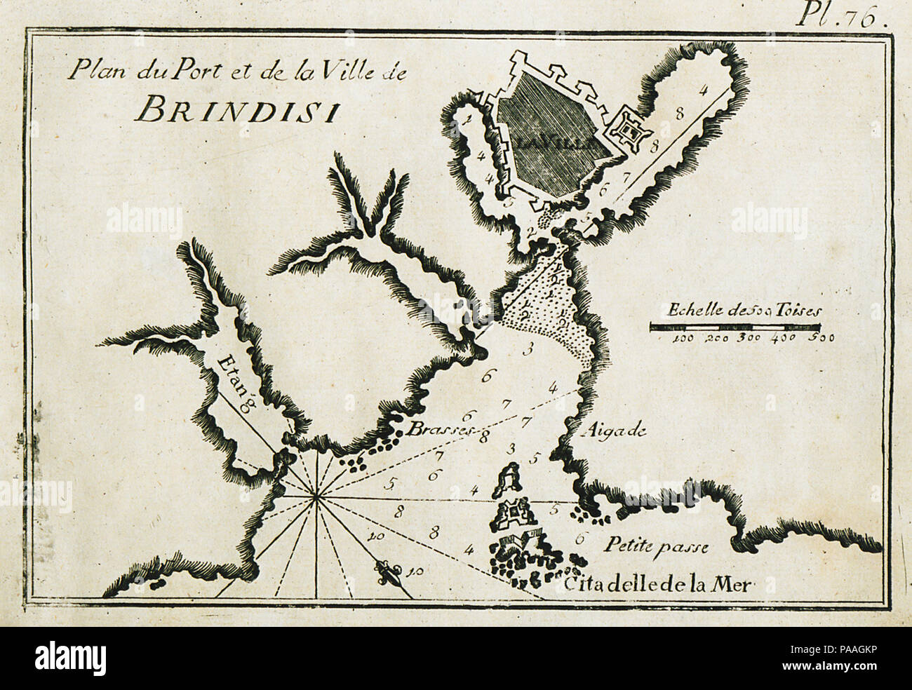 201 Plan du Port et de la Ville de Brindisi - Roux Joseph - 1804 Stockfoto
