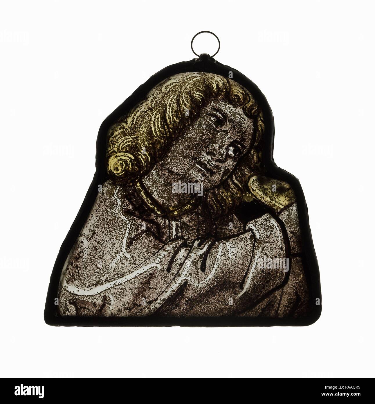 Die Glasscheibe der Leiter der Engel. Kultur: Deutsche oder Schweizer. Abmessungen: Insgesamt: 5 7/8 x 5 3/4 in. (14,9 x 14,6 cm). Datum: Ende des 15. Jahrhunderts. Museum: Metropolitan Museum of Art, New York, USA. Stockfoto