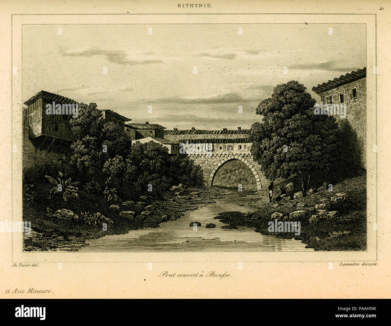 202 Pont couvert à Broussa - Texier Charles Félix Marie - 1882 Stockfoto