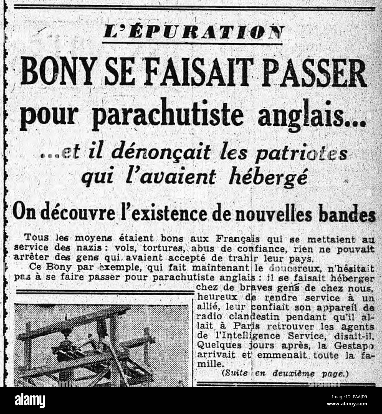 207 Protokoll Bonny-Lafont-L'Humanité - 17 Juin 1944 Stockfoto