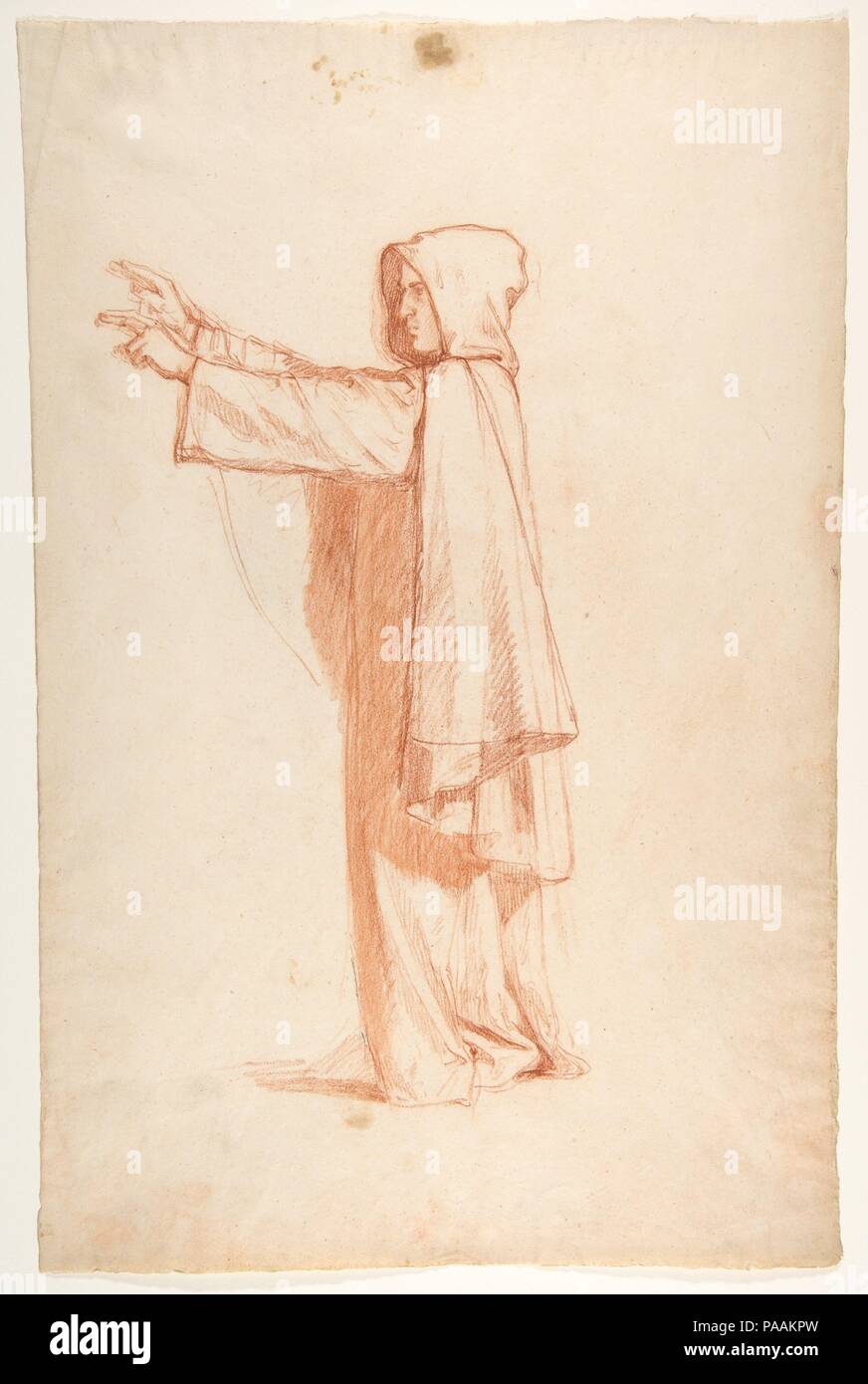 Mönch (untere Register; Studie für die Wandmalereien in der Kapelle Saint Remi, Sainte-Clotilde, Paris, 1858). Artist: Isidore Pils (Französisch, Paris 1813/15-1875 Douarnenez). Abmessungen: 18 5/16 x 11 7/8 in. (46,5 x 30,2 cm). Datum: 19. Museum: Metropolitan Museum of Art, New York, USA. Stockfoto
