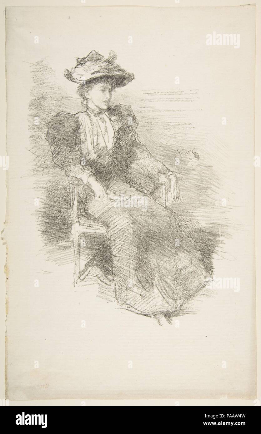 Ein Porträt: Mildred Howells. Künstler: James McNeill Whistler (Amerikanische, Lowell, Massachusetts 1834-1903 London). Abmessungen: Bild: 8 7/8 x 7 3/4 in. (22,6 × 19,7 cm) Blatt: 12 1/2 x 8 1/16 in. (31,8 × 20,5 cm). Datum: 1894-96. Museum: Metropolitan Museum of Art, New York, USA. Stockfoto
