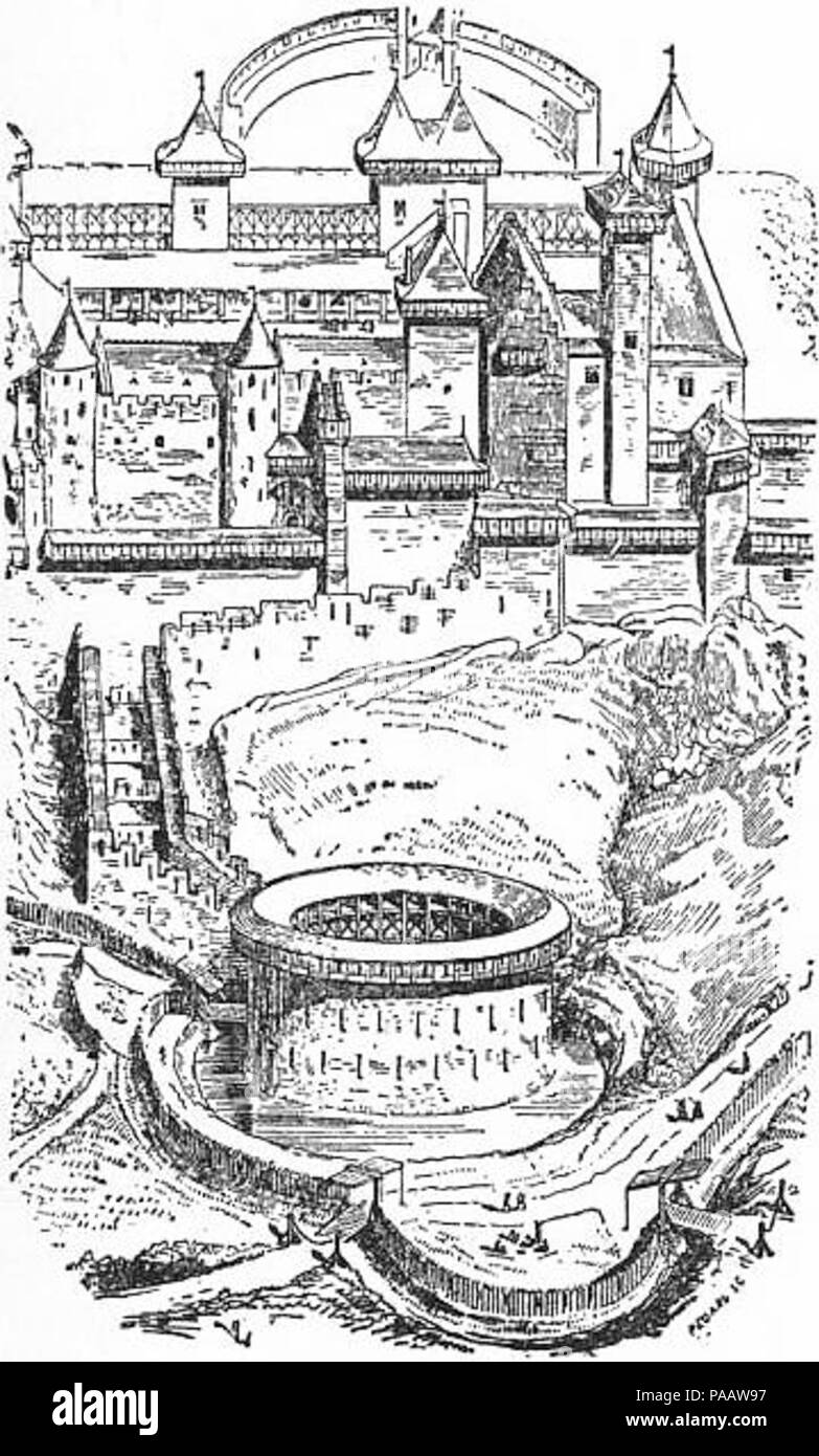 603 EB 1911 Festung-Abb. 6.-Carcassonne Schloss und Barbican Stockfoto