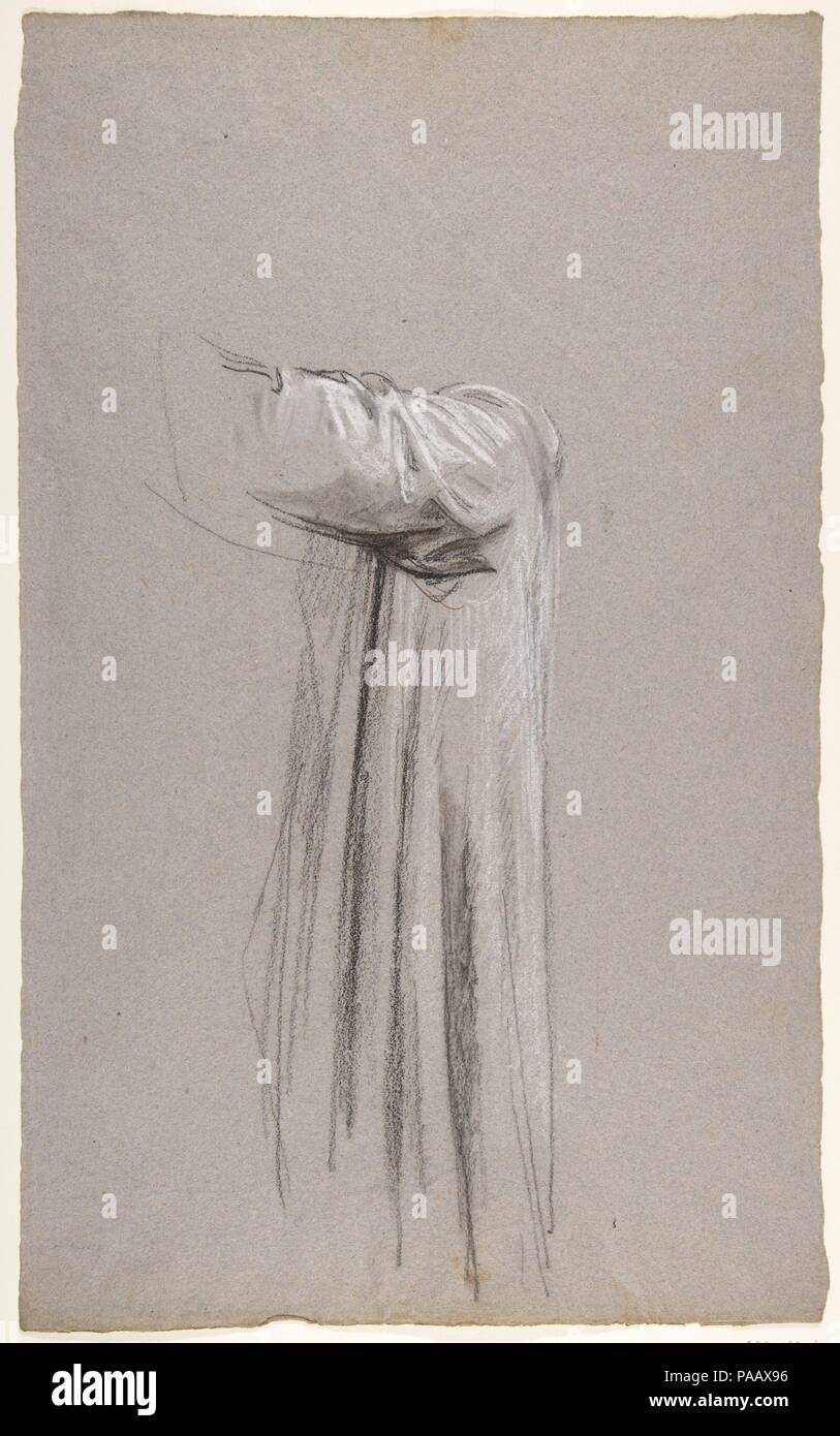 Vorhänge Studie für ein Mönch (untere Register; Studie für die Wandmalereien in der Kapelle Saint Remi, Sainte-Clotilde, Paris, 1858). Artist: Isidore Pils (Französisch, Paris 1813/15-1875 Douarnenez). Abmessungen: 19 x 11 11/16 in. (48,3 x 29,7 cm). Datum: 19. Museum: Metropolitan Museum of Art, New York, USA. Stockfoto