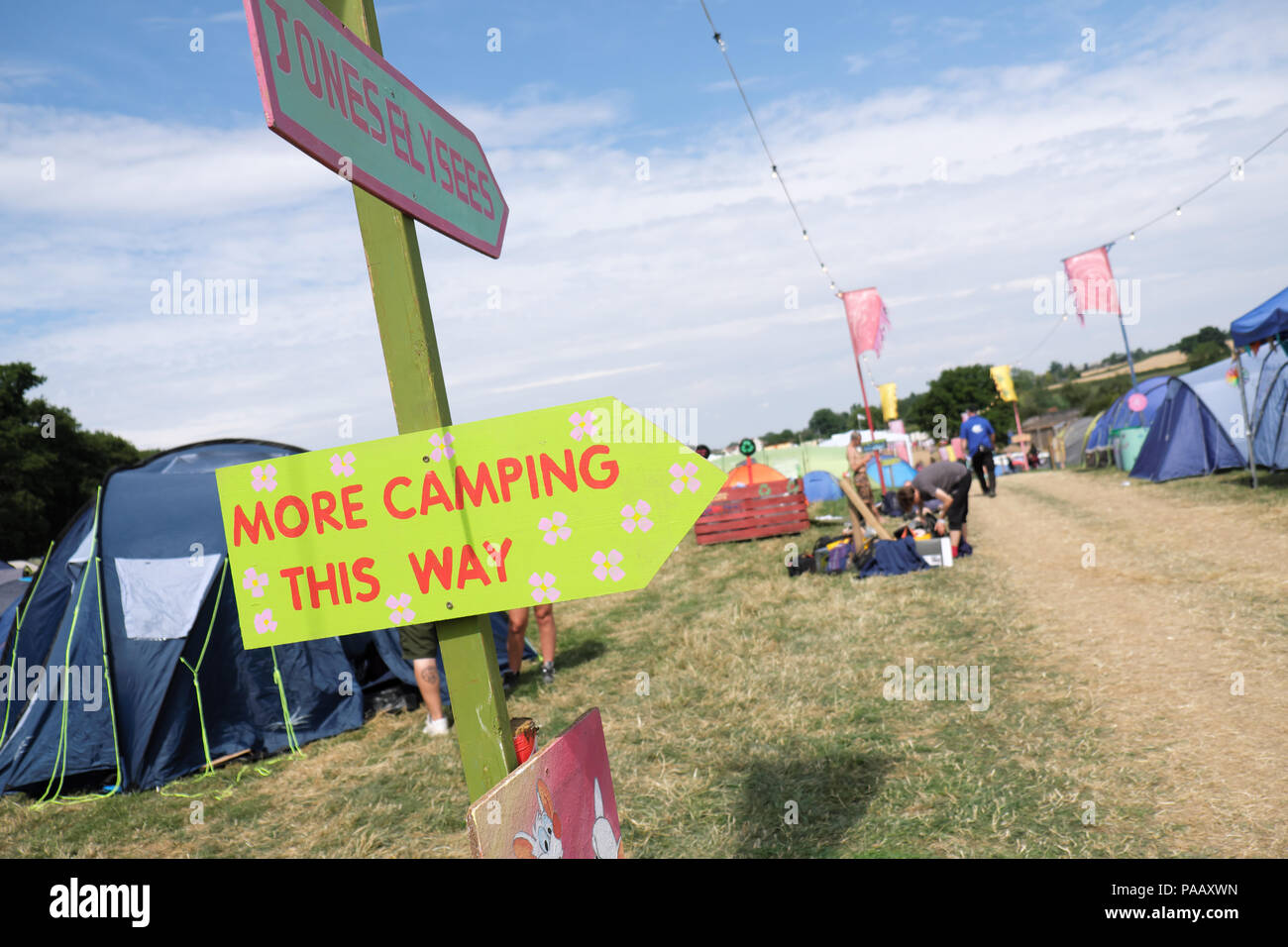 Nozstock Music Festival de-Zeichen für Zelt Campingplatz Stockfoto