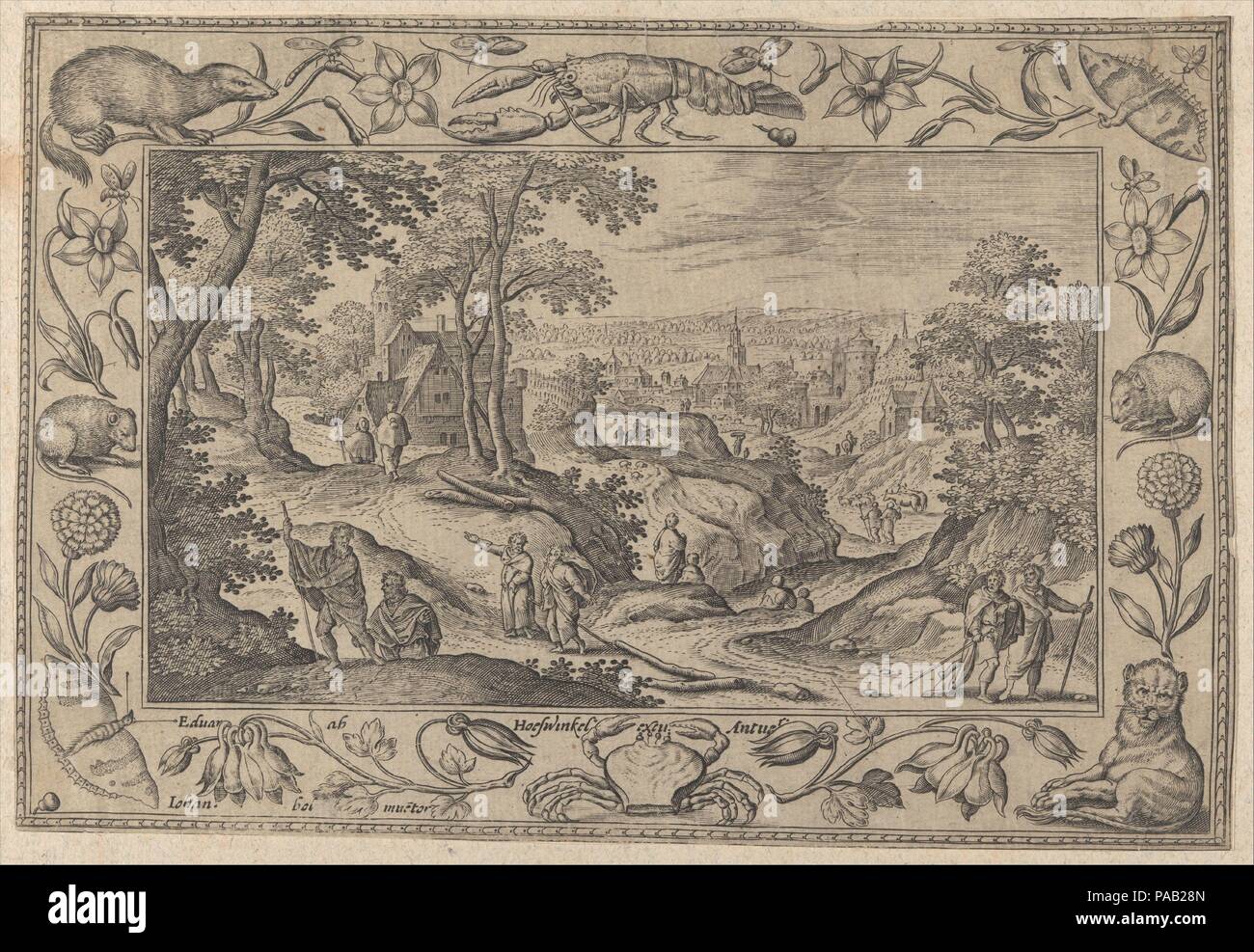 Der Übermittlung von den Aposteln. Artist: Adriaen Collaert (Niederländischen, Antwerpen Ca. 1560-1618 Antwerpen); nach Hans Bol (Niederländischen, Mechelen 1534-1593 Amsterdam). Maße: Blatt: 5 9/16 x 8 3/16 in. (14,2 x 20,8 cm). Datum: Ca. 1584. Museum: Metropolitan Museum of Art, New York, USA. Stockfoto