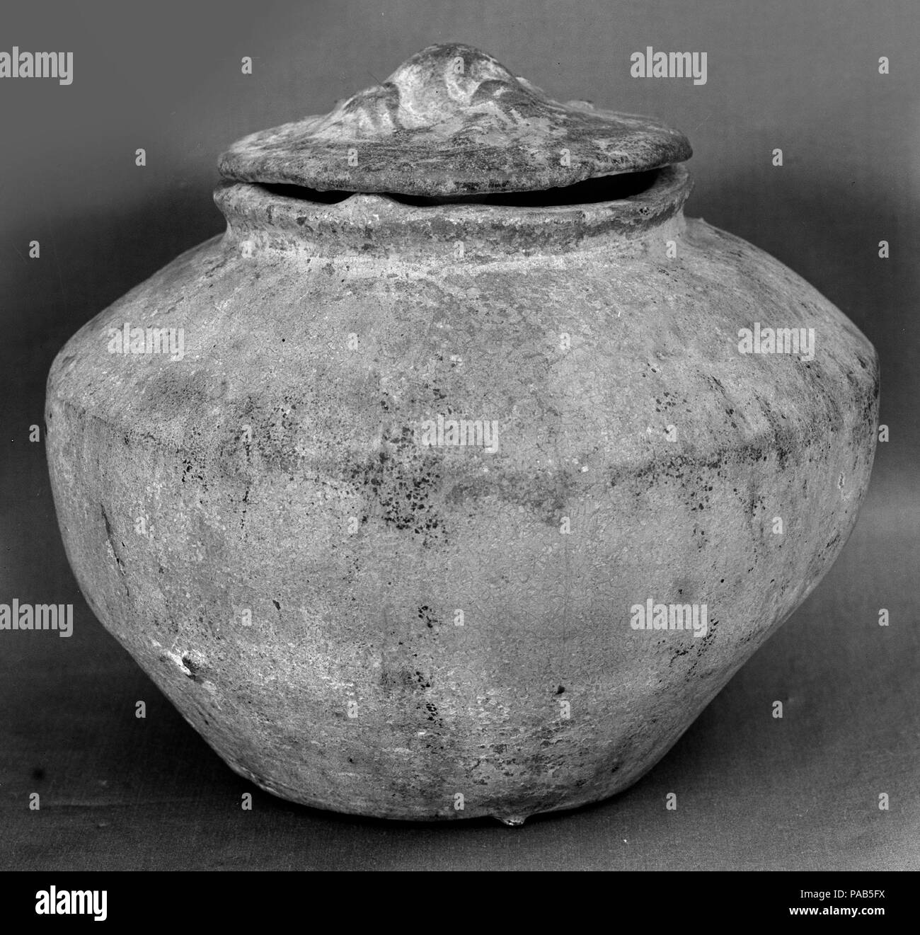 Vase mit Deckel. Kultur: China. Abmessungen: H. inkl. im Deckel 5. (12,7 cm); H. w/o Deckel 4 1/4 in. (10,8 cm); Durchm. 5 1/2 in. (14 cm). Museum: Metropolitan Museum of Art, New York, USA. Stockfoto