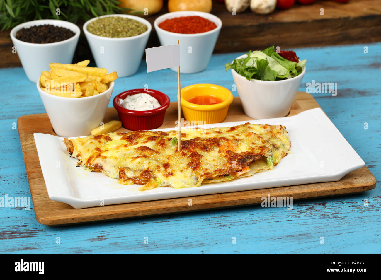 Mexikanische fajitas in Tortilla Wrap-mexikanischen Rindfleisch quesadilla lecker Stockfoto