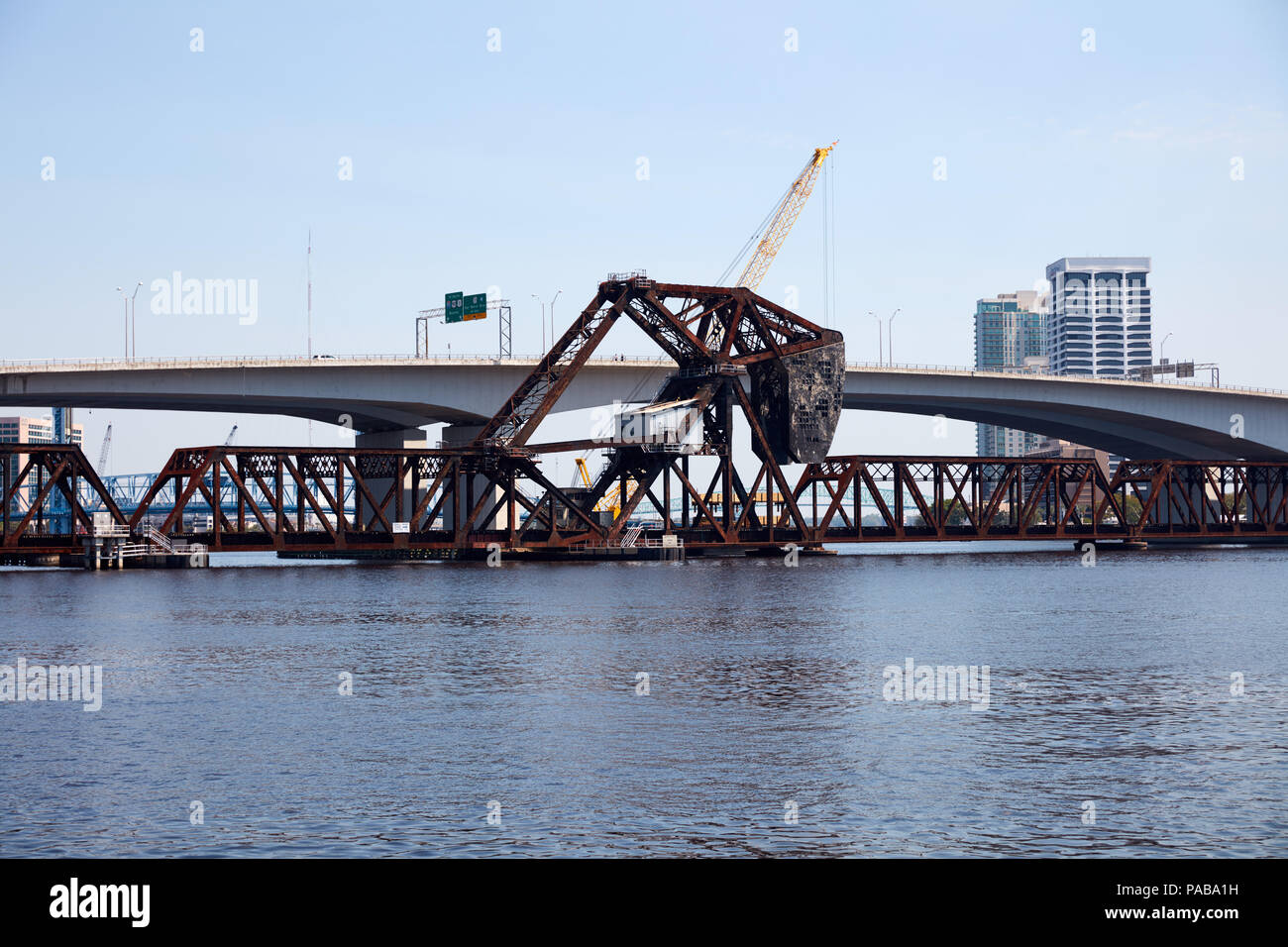 FEC Strauss Drehzapfen Klappbrücke in Jacksonville, Florida Stockfoto