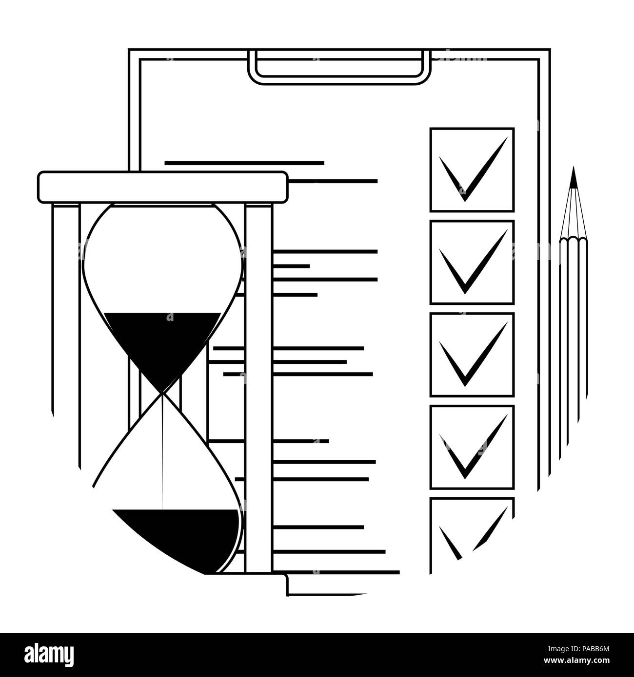 Test Exam Bildung Symbol Abzeichen für mobile App. Quiz und Prüfung prüfen, Fragebogen linear. Vector Illustration Stock Vektor