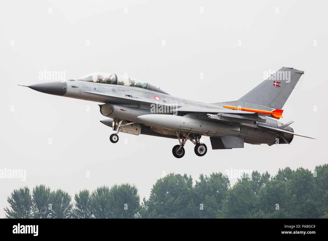 Royal Danish Air Force F-16 auf dem Bild 2018 Royal International Air Tattoo an RAF Fairford in Gloucestershire. Stockfoto