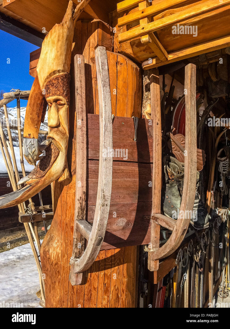 Skipisten im Tal von Gressoney, im Aosta Tal, Norditalien. Stockfoto