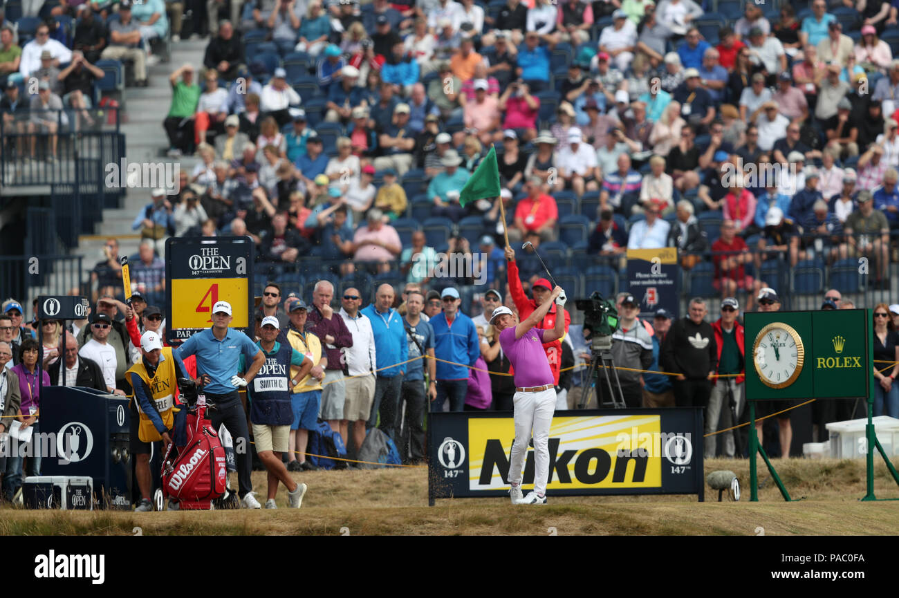 Australiens Cameron Smith T-Stücken aus der 4. in den 3. Tag der offenen Meisterschaft 2018 bei Carnoustie Golf Links, Angus. Stockfoto