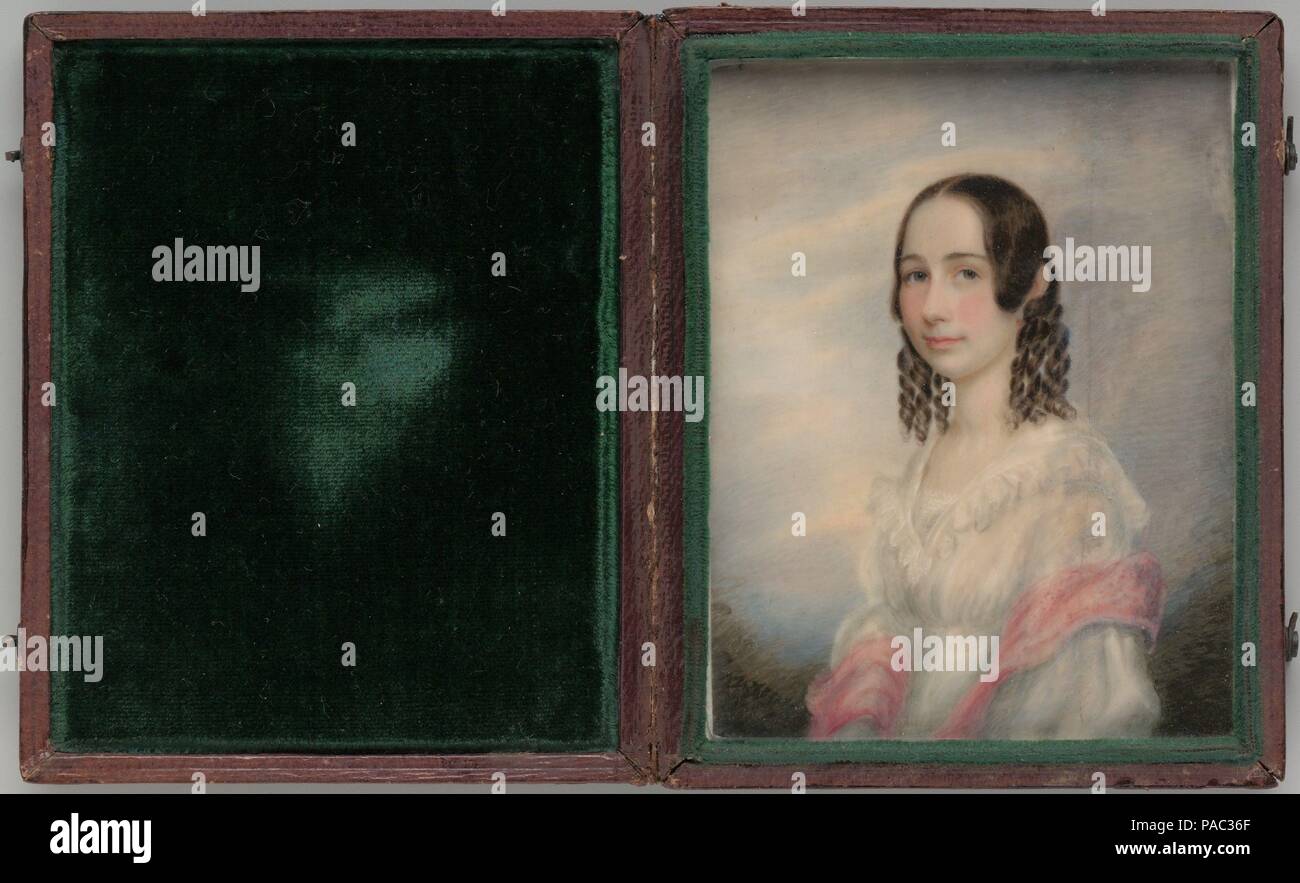 Frau Christopher Grant Perry (Frances Sargeant). Künstler: Richard Morrell Staigg (1817-1881). Abmessungen: 3 1/2 x 2 3/4 in. (8,9 x 7 cm). Datum: Ca. 1840. Frances Sargeant (1817-1903) wurde in Philadelphia geboren. Sie heiratete Christopher Grant Perry am 13. Mai 1838. Museum: Metropolitan Museum of Art, New York, USA. Stockfoto