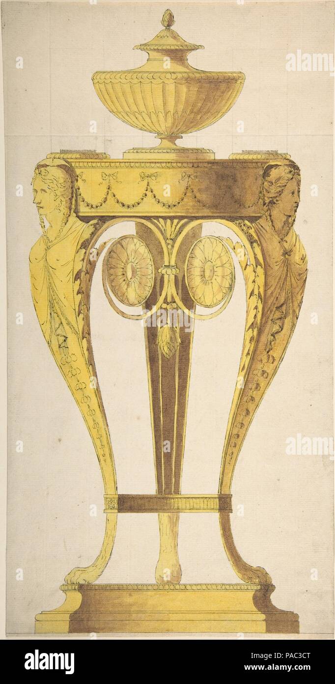 Design für eine torchere oder Parfüm Brenner. Artist: zugeschrieben, Henry Holland (Britisch, Fulham, London 1745-1806 Chelsea, London). Maße: Blatt: 16 9/16 x 5 7/8 in. (42 x 15 cm). Datum: 1765-1806. Museum: Metropolitan Museum of Art, New York, USA. Stockfoto