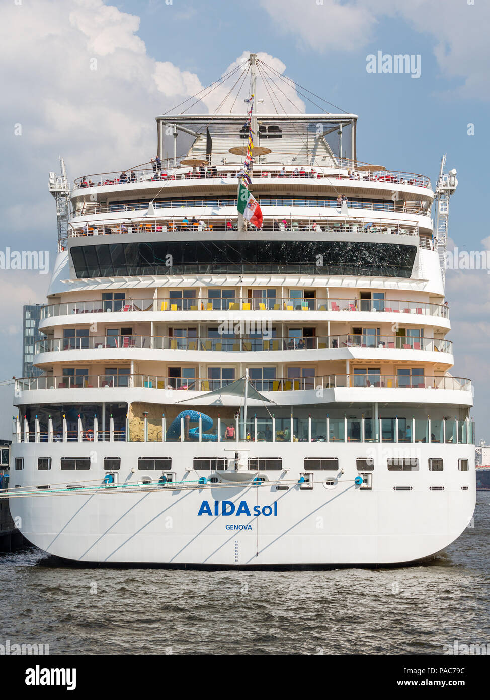 Kreuzfahrtschiff AIDA Sol, Rückansicht, Hamburg Stockfoto
