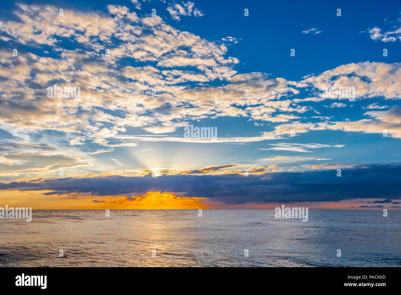 Gott strahlen in den Sonnenuntergang über dem Wasser im Golf von Mexiko von Venedig Florida Stockfoto