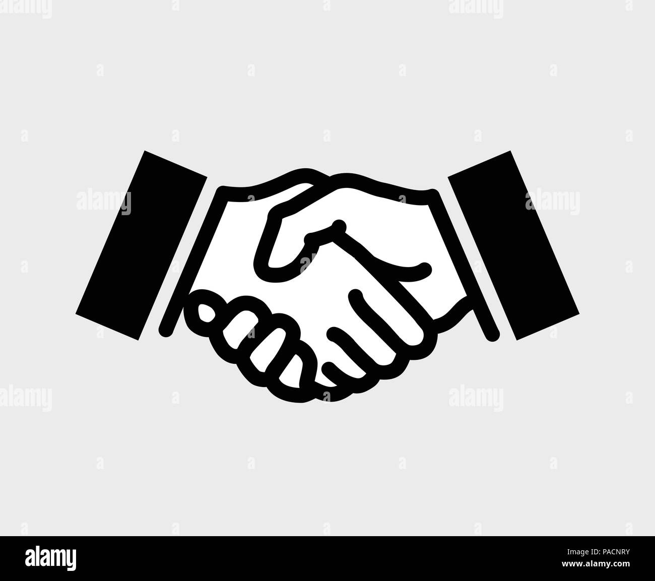 Handshake. Flache EPS8 Vektor Symbol oder Illustration, auf hellen Hintergrund isoliert. Die Hände können leicht unabhängig voneinander gefärbt werden. Stock Vektor