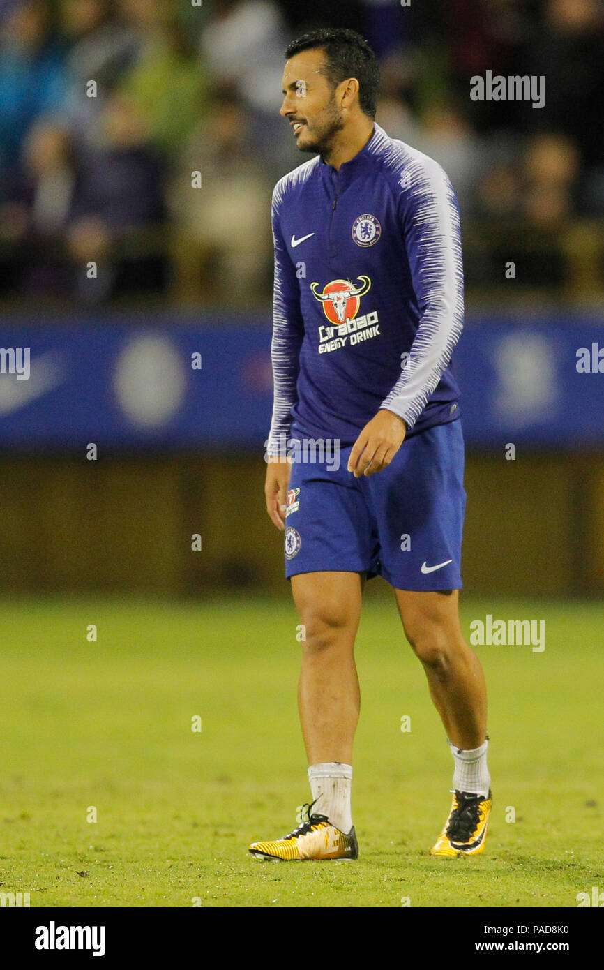 Das waca, Perth, Australien. 21. Juli 2018. Chelsea vor Jahreszeit Tour durch Australien, offenen Training; Pedro Elieser Rodr&#xed;guez Ledesma während der Aufwärmphase Credit: Aktion plus Sport/Alamy leben Nachrichten Stockfoto