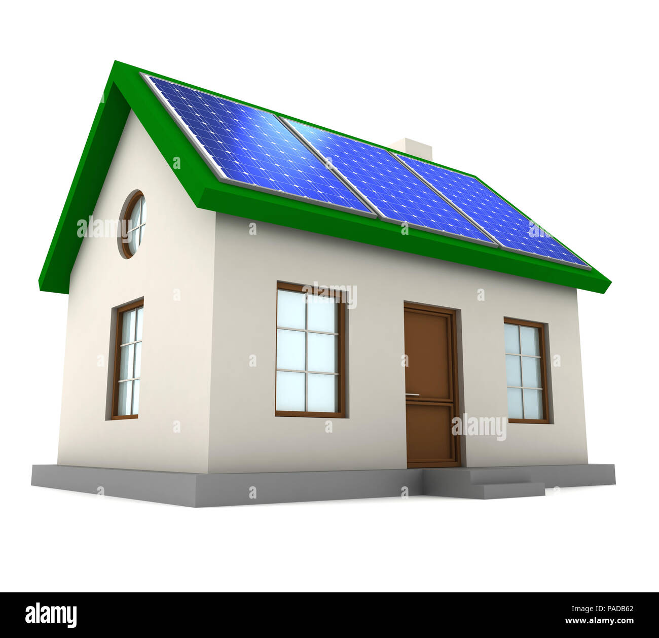 Haus mit solar panel Konzept 3D-Bild Stockfoto