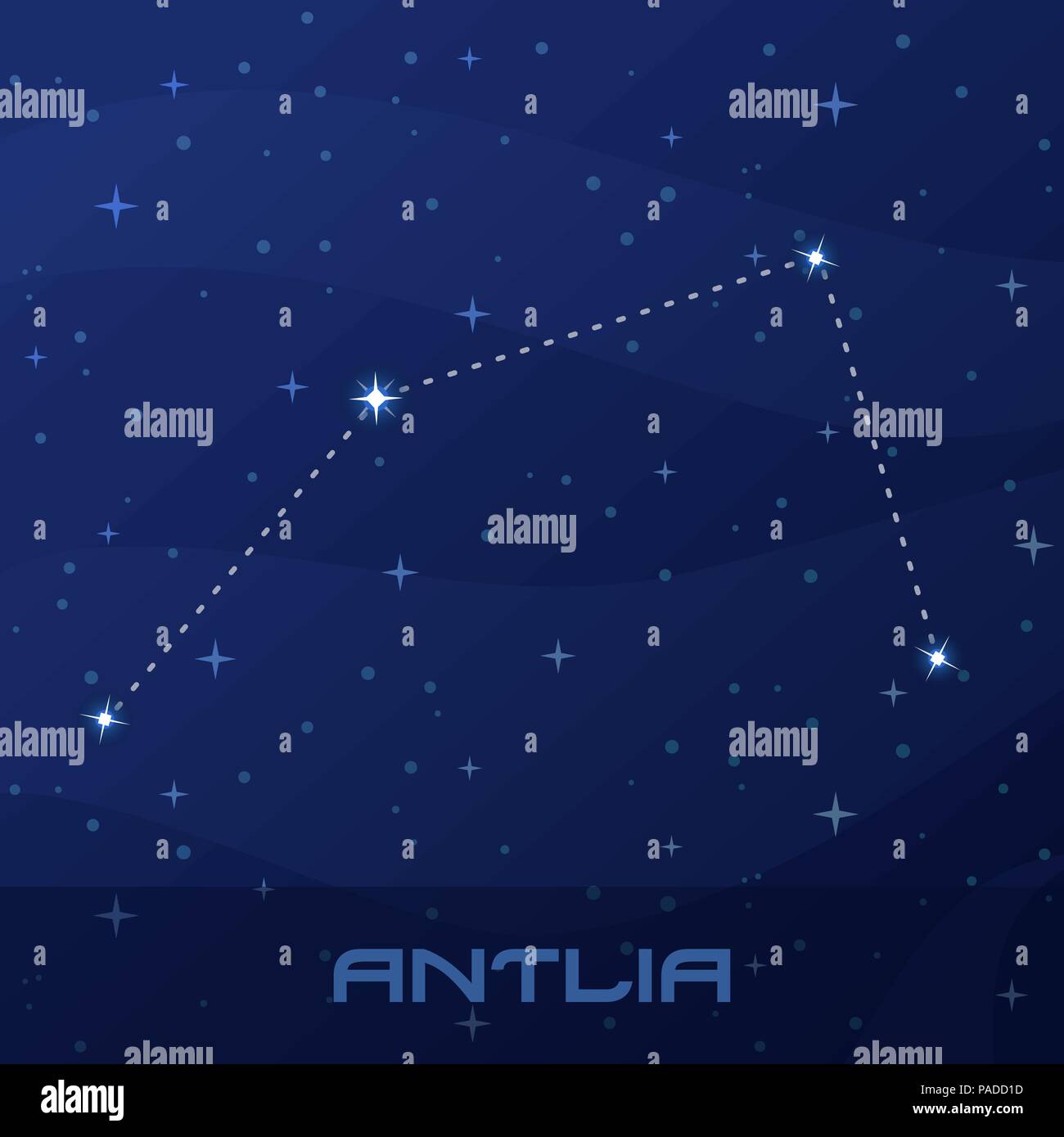 Sternbild Antlia, Luftpumpe, Night Star Sky Stock Vektor