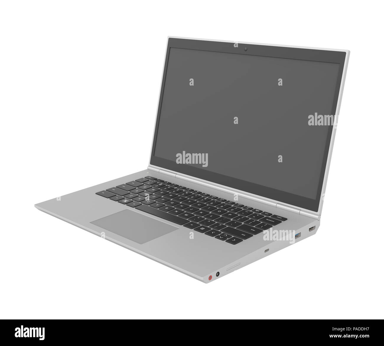 3D-Modell der Laptop auf weißem Hintergrund Stockfoto