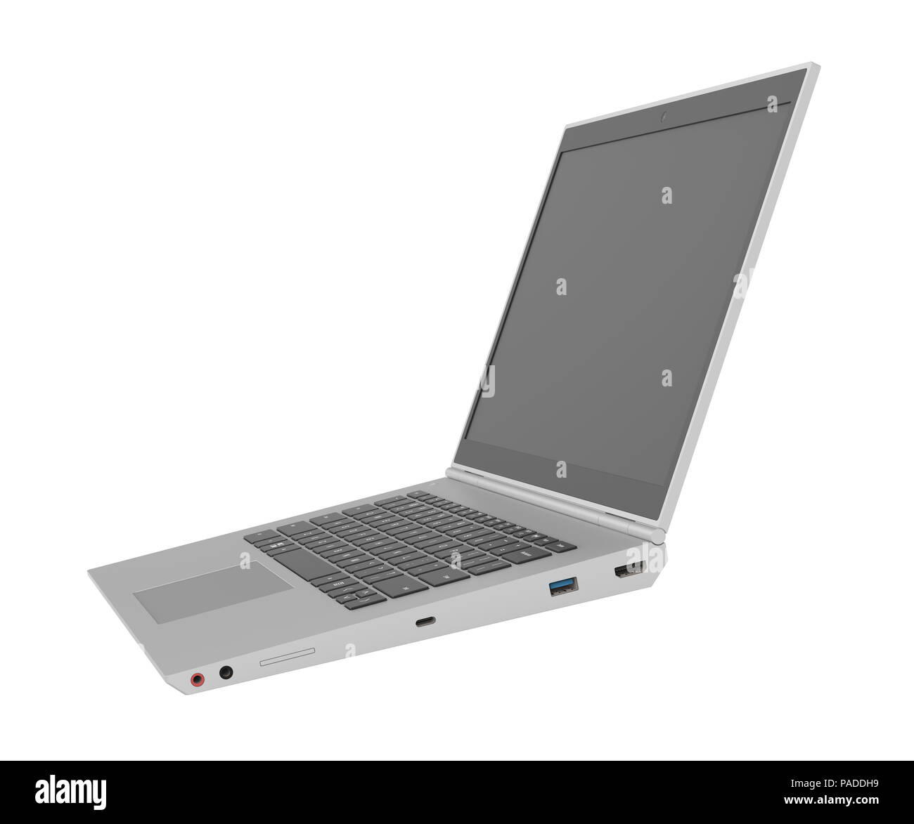 3D-Modell der Laptop auf weißem Hintergrund Stockfoto