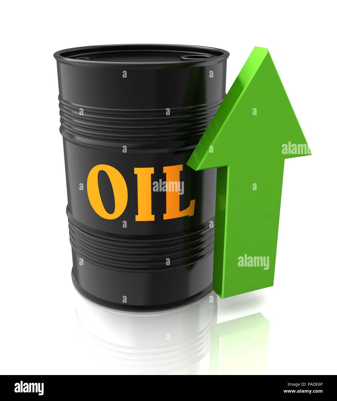 Barrel Erdöl und aufwärts Grafik 3d illustration Stockfoto