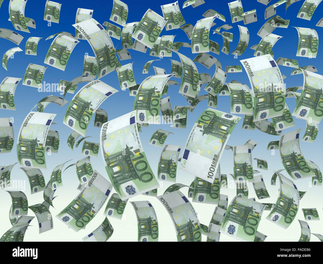 Fallende Geldscheine 3D-Darstellung Stockfoto