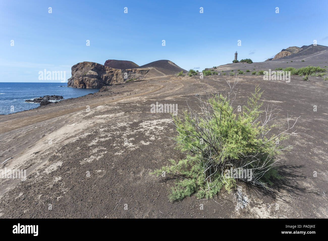 Malerische Meereslandschaft mit Capelinhos Vulkan Insel Faial, Azoren, Portugal Stockfoto