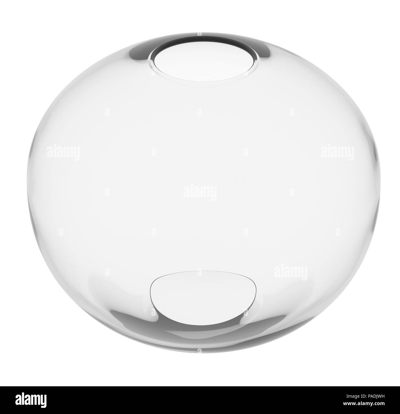 Leere Glasvase isoliert auf weißem Hintergrund Stockfoto