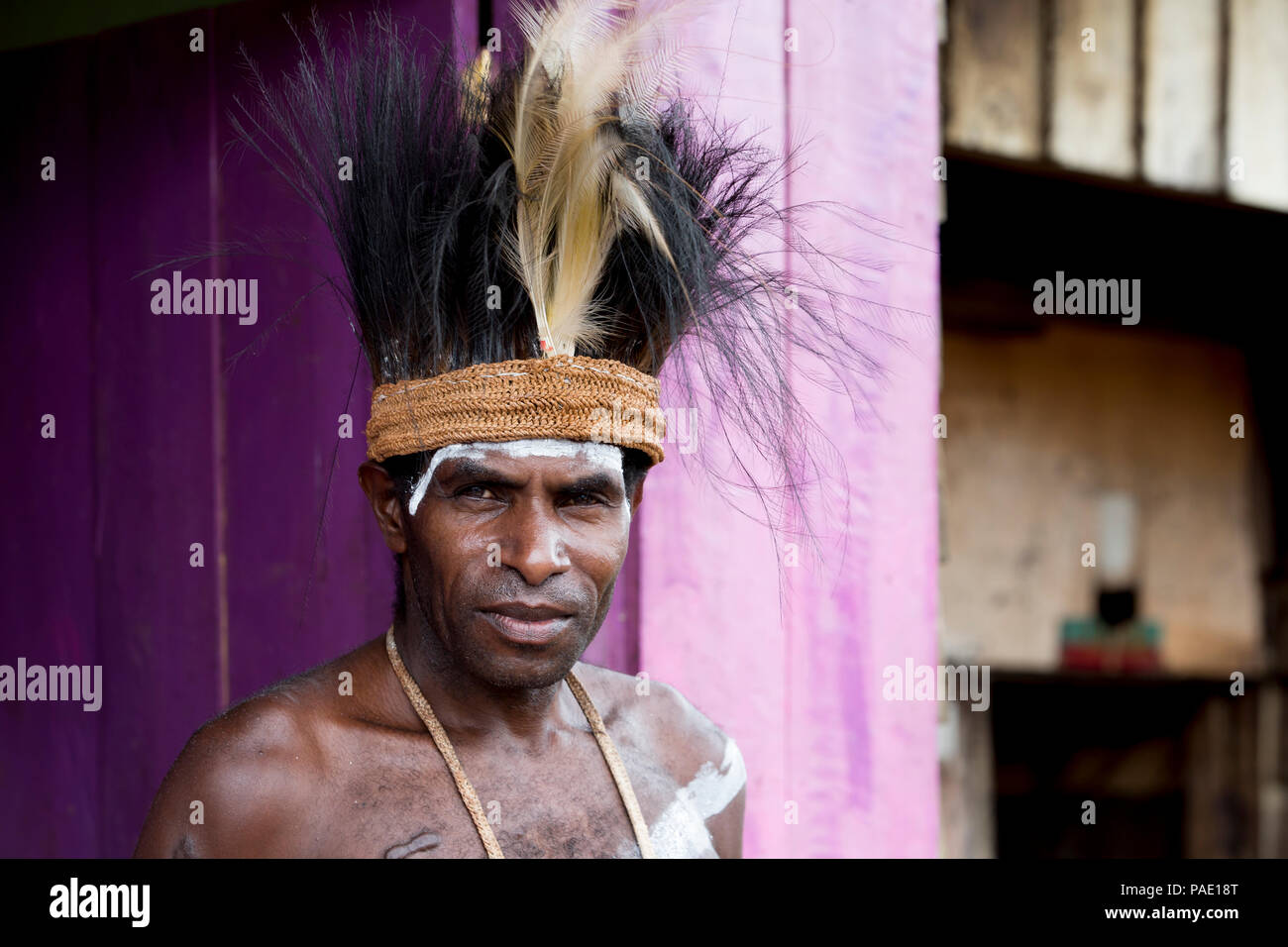 Portrait, Asmat Stamm, Dorf Agats, westlichen Neuguinea, Papua, Indonesien Stockfoto