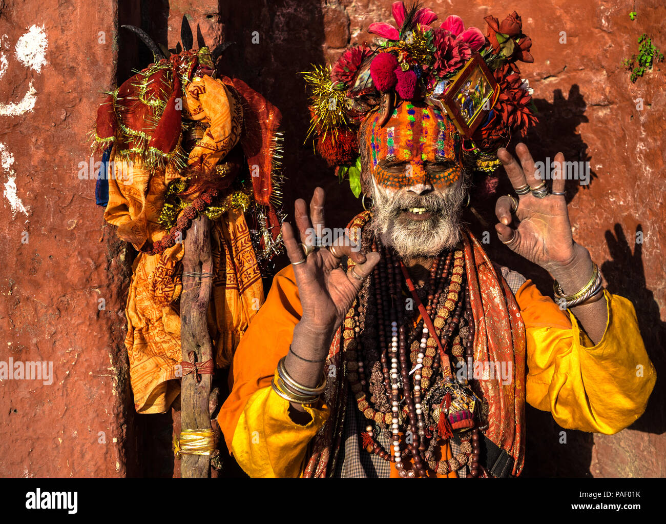 Meine beste Porträt eines Sadhu in Pashupatinath Tempel in Kathmandu Stockfoto