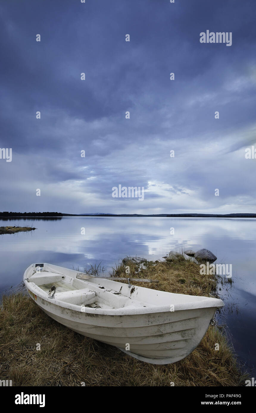 Boot in Muonio, Lappland, Finnland Stockfoto