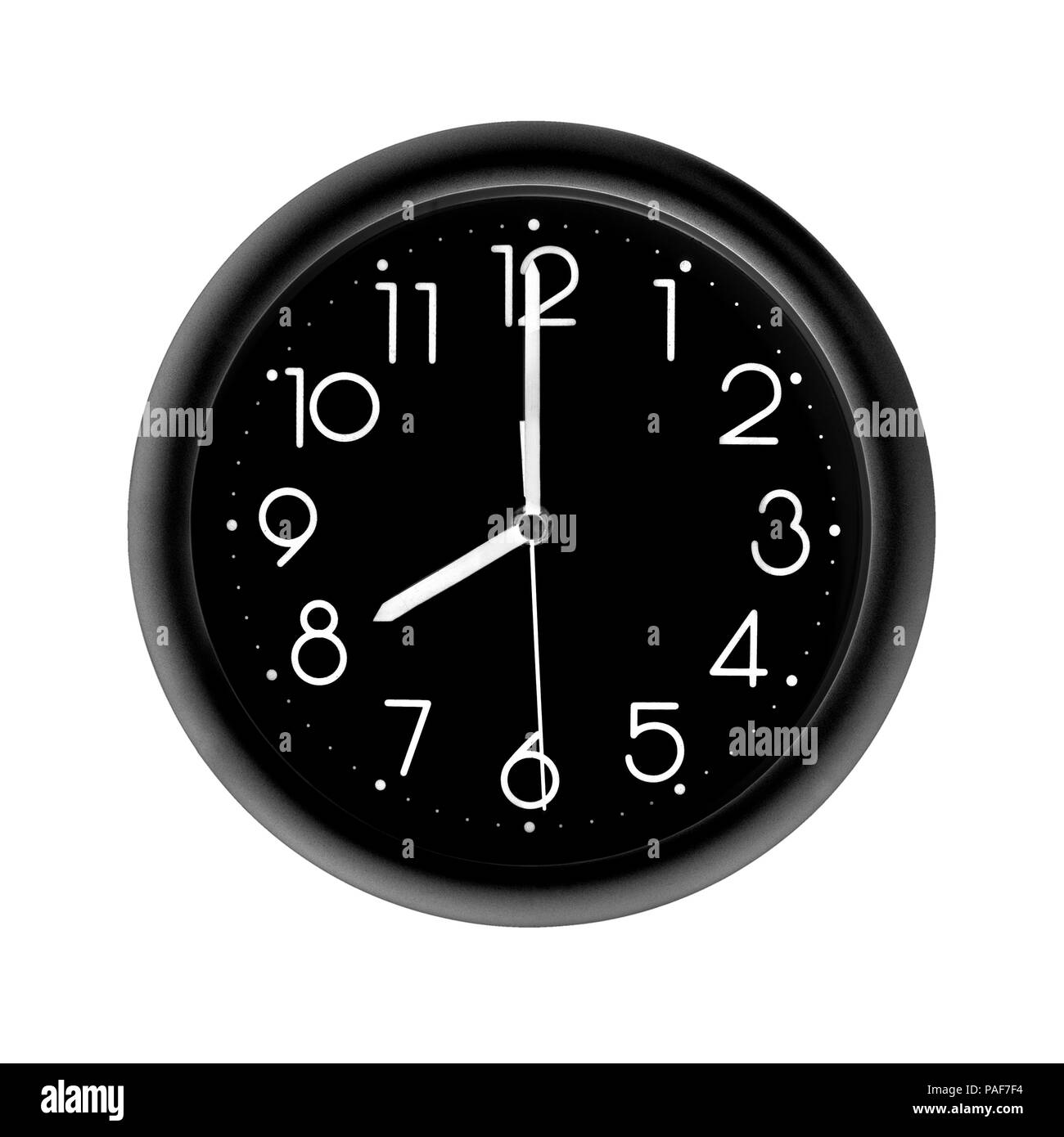 Acht Uhr, Foto runden schwarzen, auf weißem Hintergrund, isoliert Stockfoto