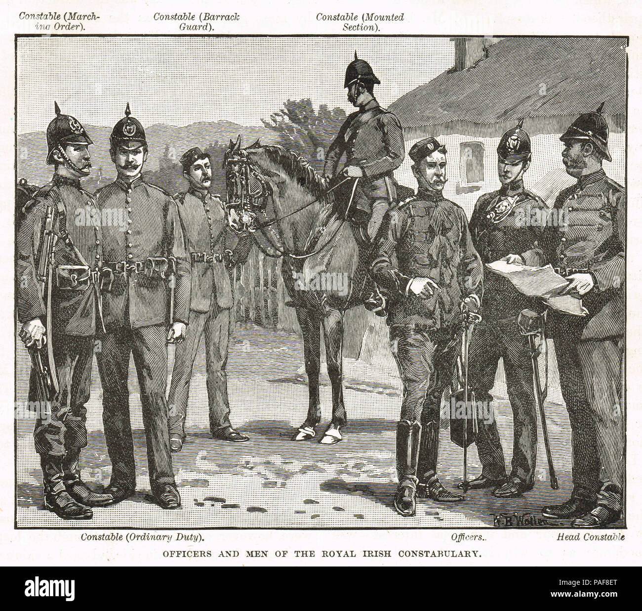 Offiziere und Soldaten der Royal Irish Constabulary, RIC, im 19. Jahrhundert Stockfoto
