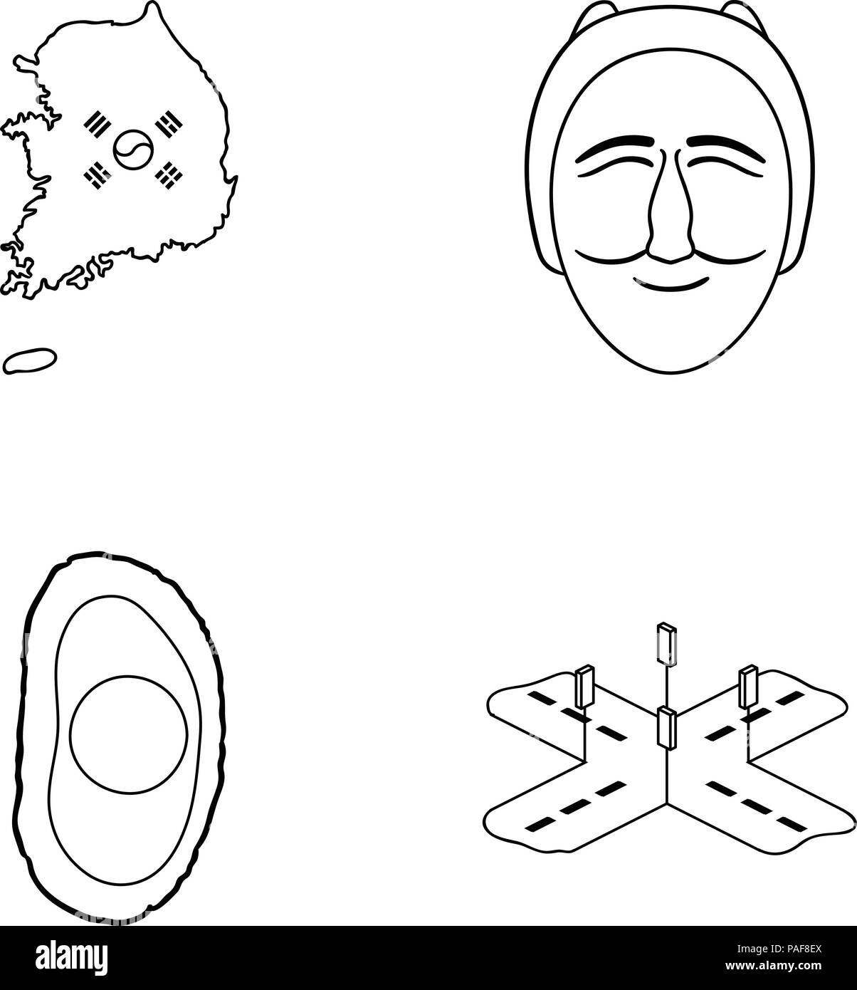 Sammlung, Land, Kreuzung, Ei, Gesicht, Flagge, Essen, Grün, Icon, Illustration, Insel, isoliert, Korea, Sehenswürdigkeiten, Logo, Karte, Kennzeichnung, Maske, nationalen, Outline, Straße, Zeichen, Süden, Zustand, Symbol, Theater, Ampel, Vektor-, Web-, Vektor, Vektoren, Stock Vektor