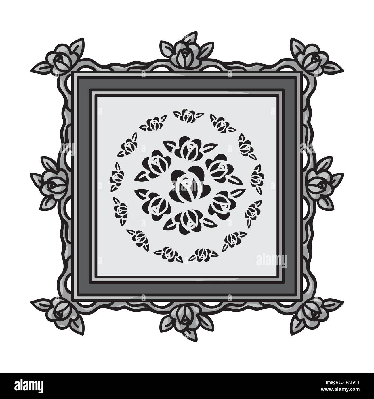 Symbol "Bild in Schwarzweiß-Stil auf weißem Hintergrund. Museum symbol Vektor Illustration. Stock Vektor