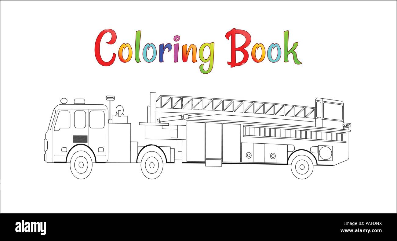 Fire Truck Malbuch Vektor. Malvorlagen für kinder Vektor-illustration eps 10. Stock Vektor