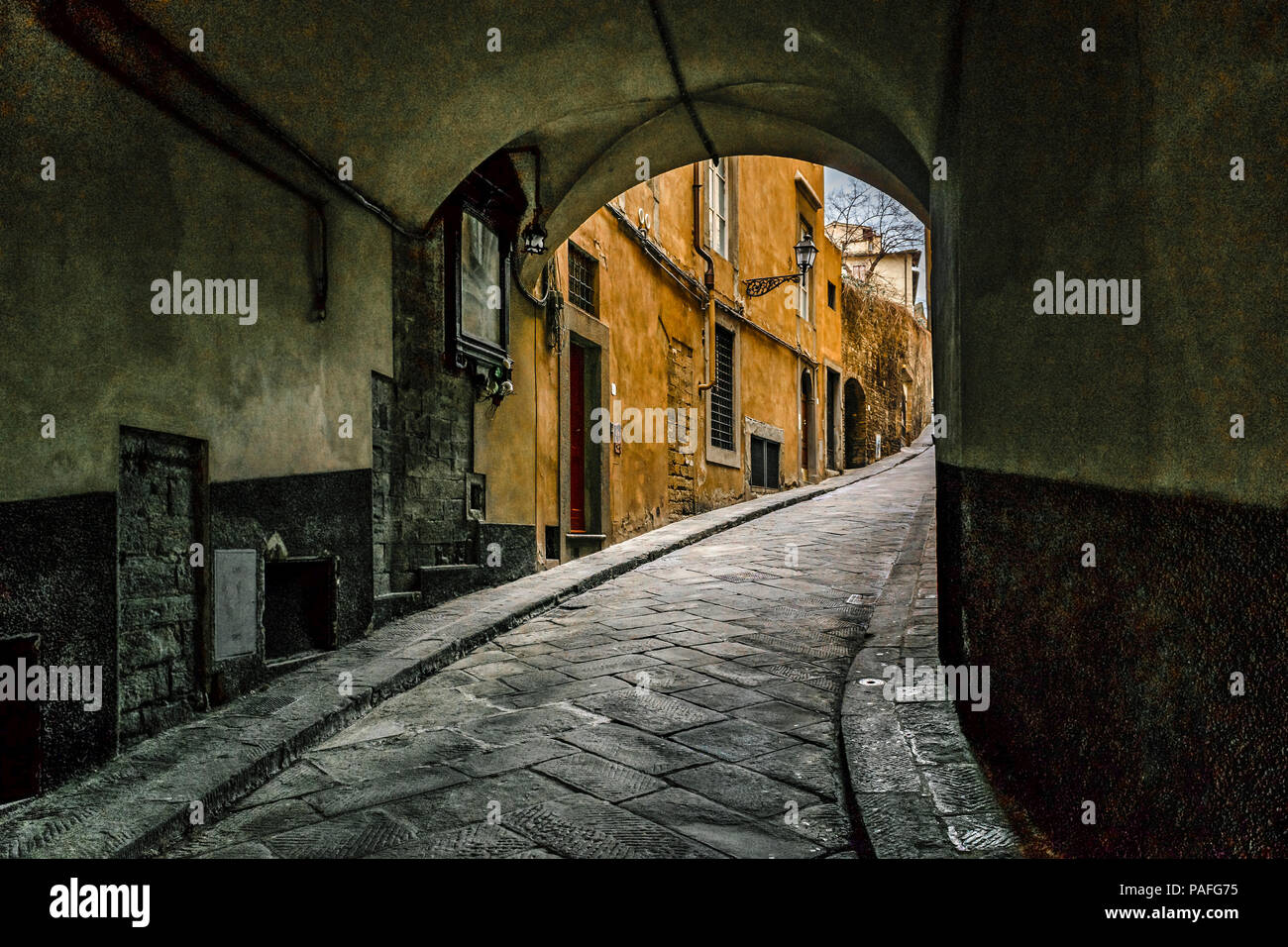 Das historische Zentrum von Florenz Oltrarno Urban Street View Stockfoto Das historische Zentrum von Florenz Oltrarno Urban Street View Stockfoto