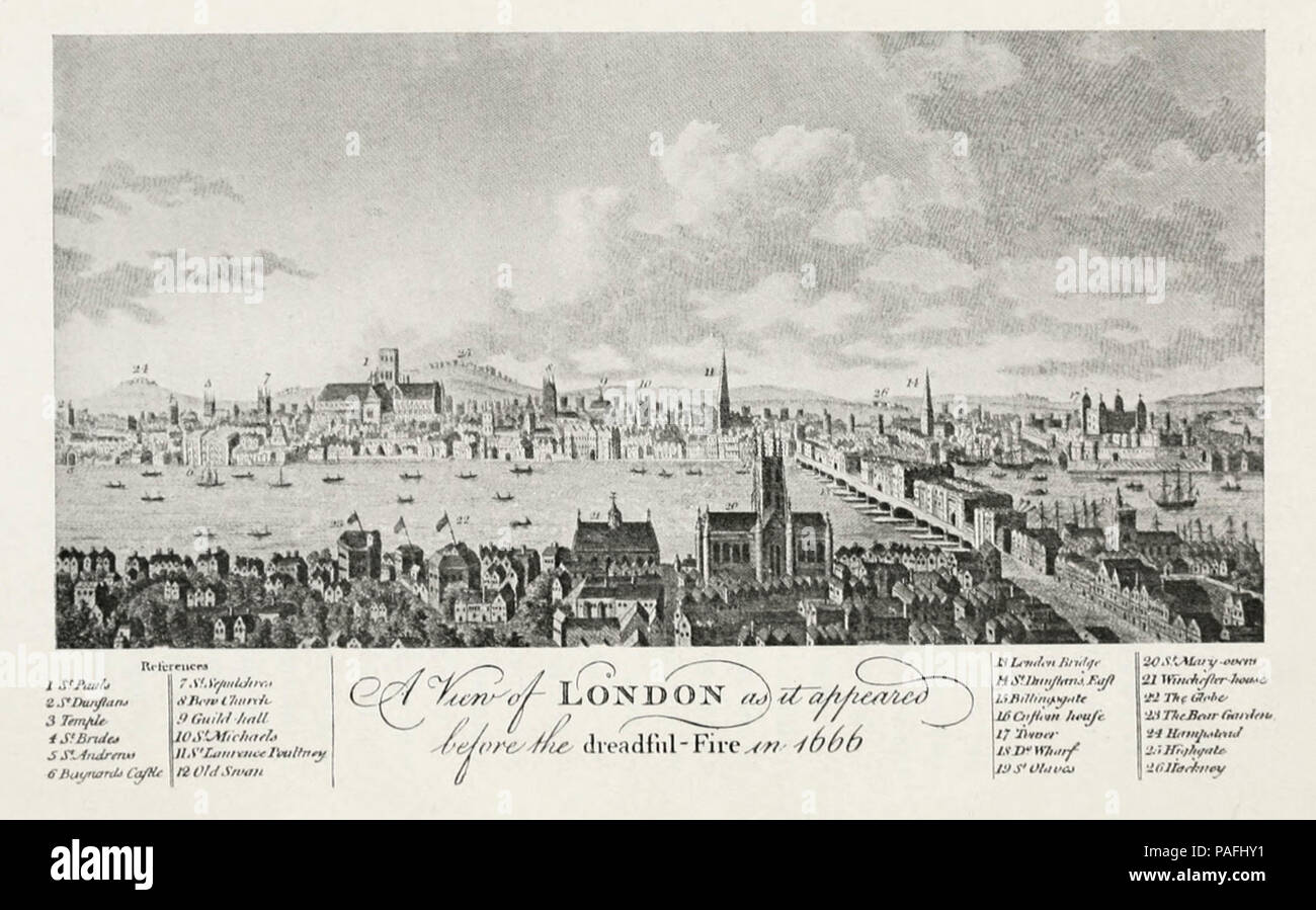 Ein Blick auf die London vor dem schrecklichen Brand in 1666 Stockfoto