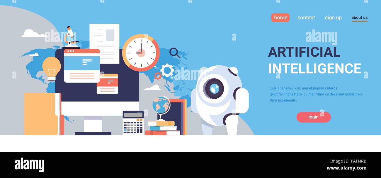 Künstliche Intelligenz finance Analysis Calculator computer Concept waagrechten Banner kopieren Raum Stock Vektor