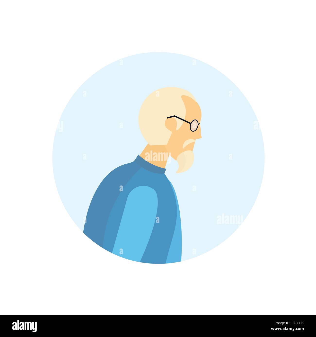 Alte Gläser Profil avatar ältere Großvater isolierte Porträt flachbild Zeichentrickfigur Stock Vektor