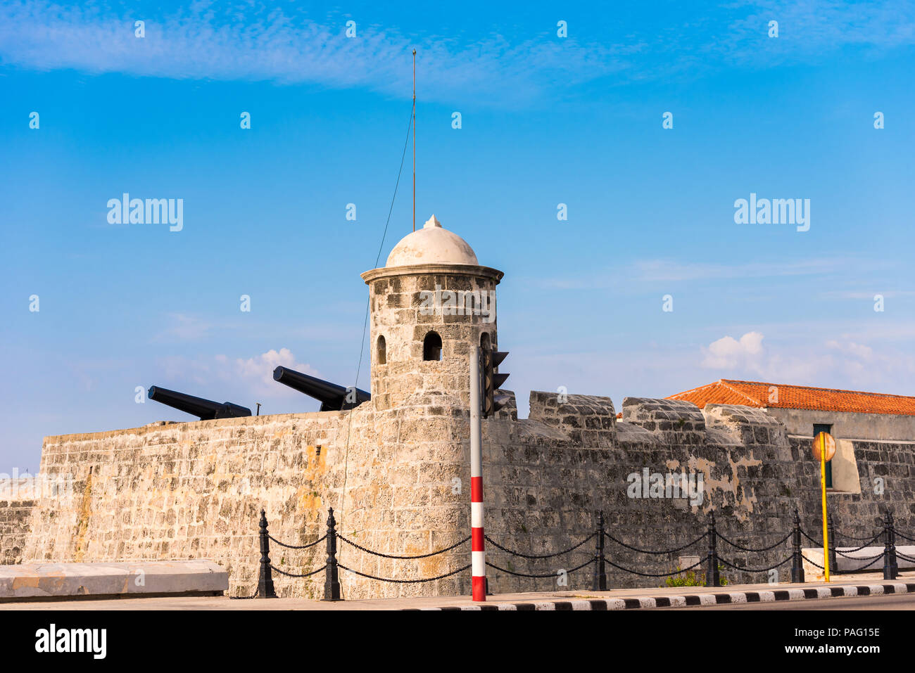 Castillo de San Salvador de la Punta, Havanna, Kuba. Kopieren Sie Platz für Text Stockfoto