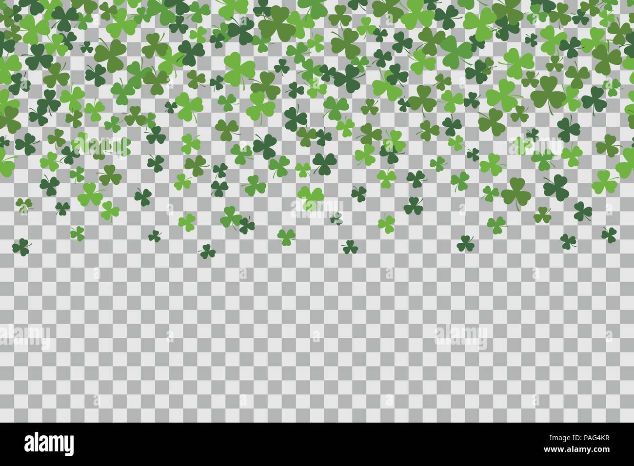 Nahtlose Muster mit Klee Blätter für St Patricks Day Feier auf transparenten Hintergrund. Vector Illustration. Stock Vektor