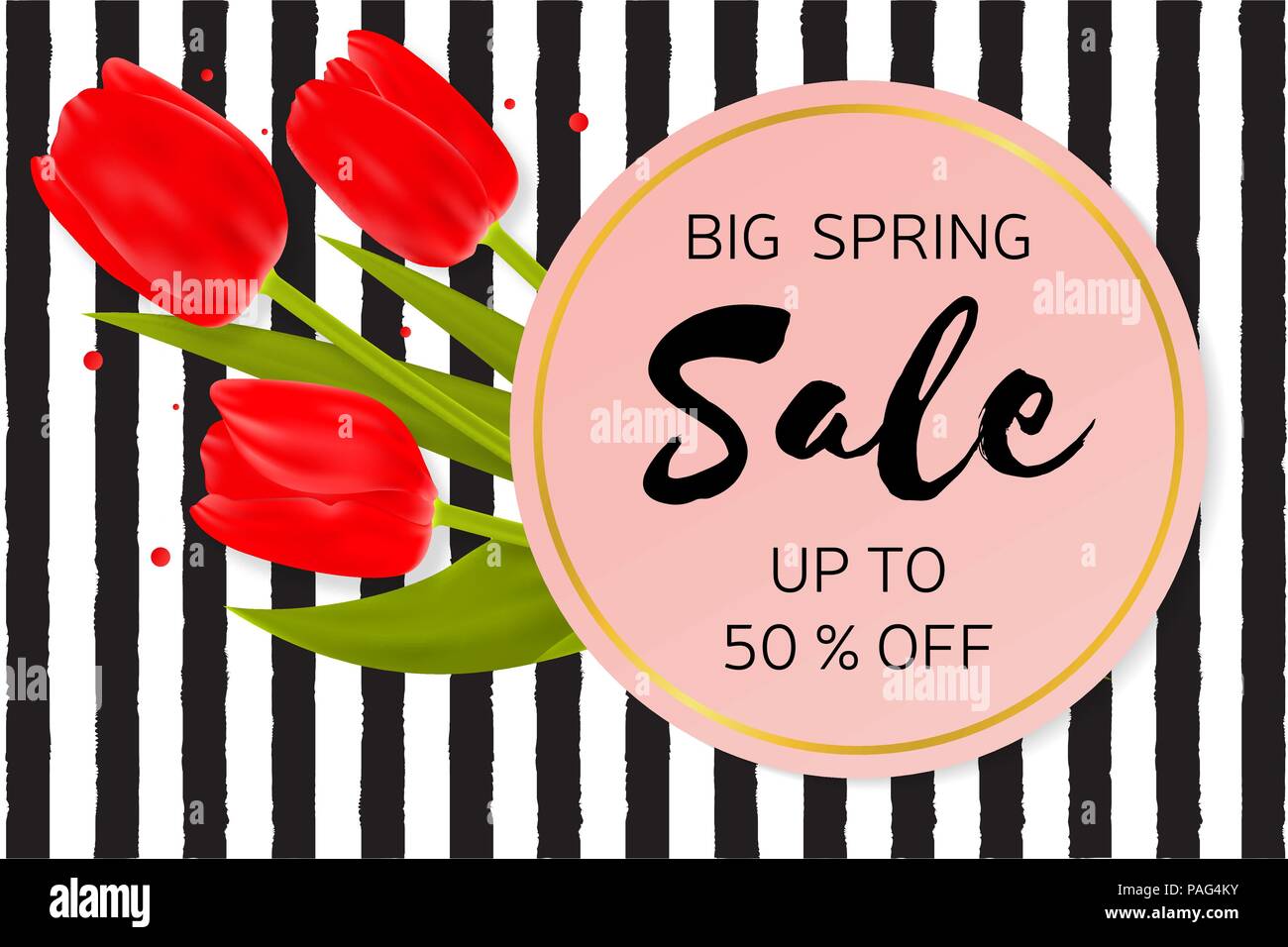 Vector Illustration von stilvollen Big Spring verkauf Hintergrund mit schönen Blumen auf das rauhe Streifen Hintergrund in Memphis Stil. Für Online Shopping Stock Vektor