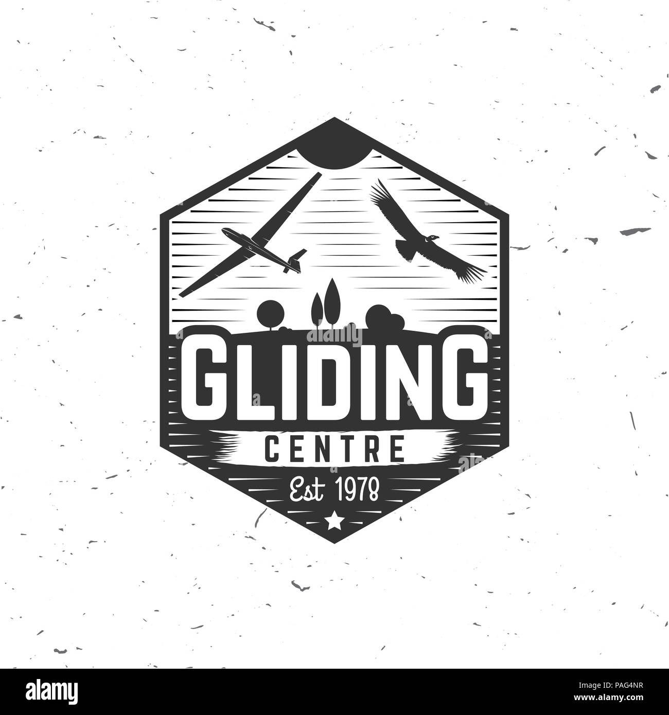 Segelfliegen Zentrum retro Abzeichen. Konzept für T-Shirt, Druck, Dichtung, Overlay oder Stempel. Typografie design-Vektor. Segelfliegen center Design mit Condor und ein Stock Vektor