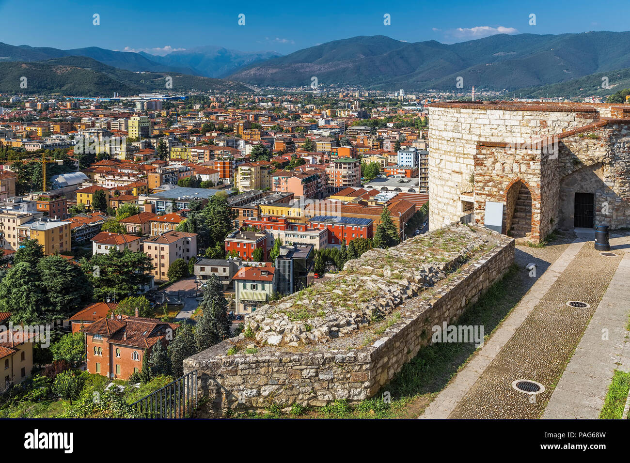 Brescia Blick von der Aussichtsplattform auf der Burg Stockfoto